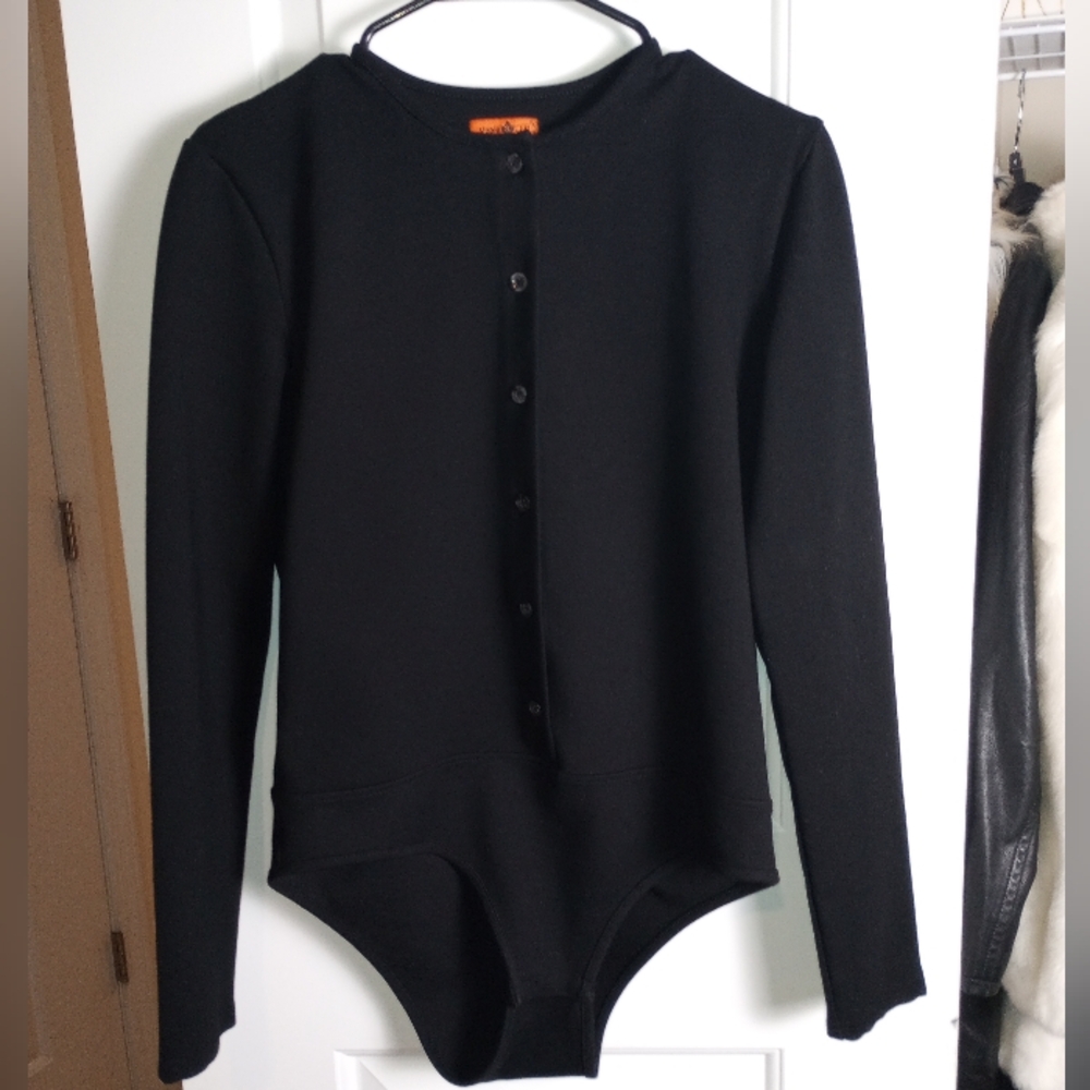 Black Button-Up Women's Bodysuit